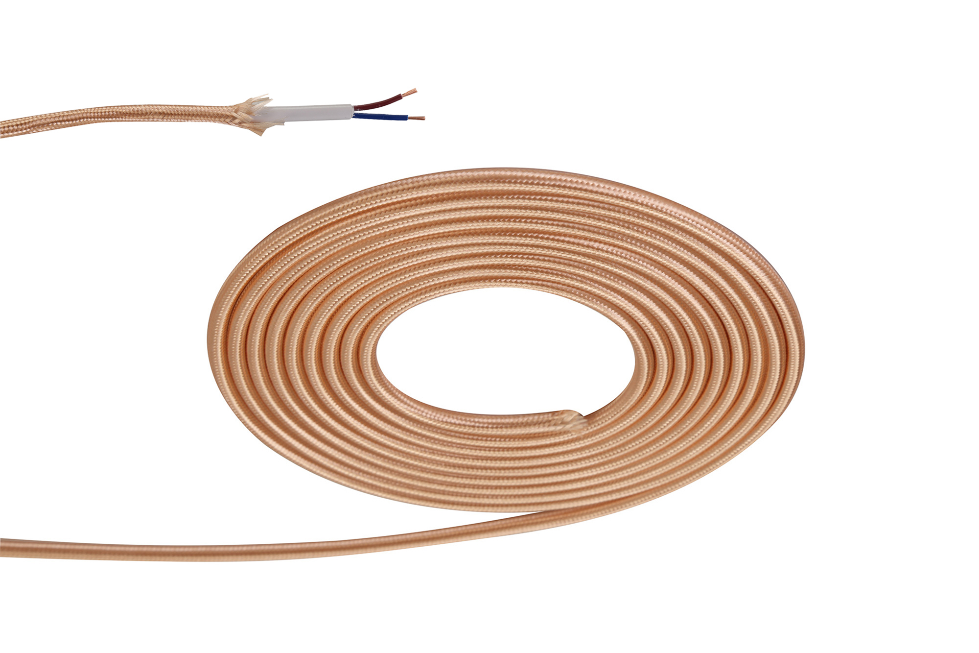 D0525  Cavo 1m Rose Gold Braided 2 Core 0.75mm Cable